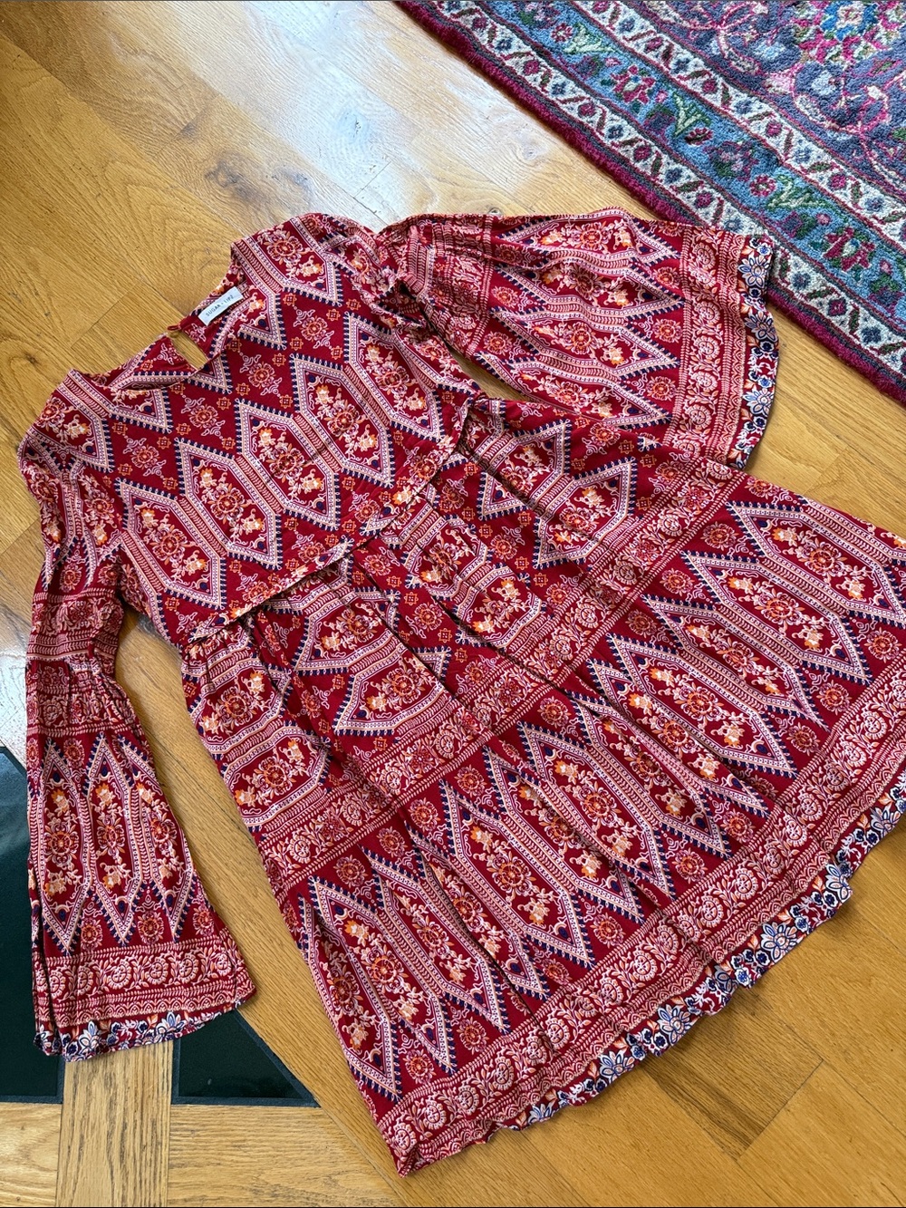Sugarlips Red Floral Boho Tunic
